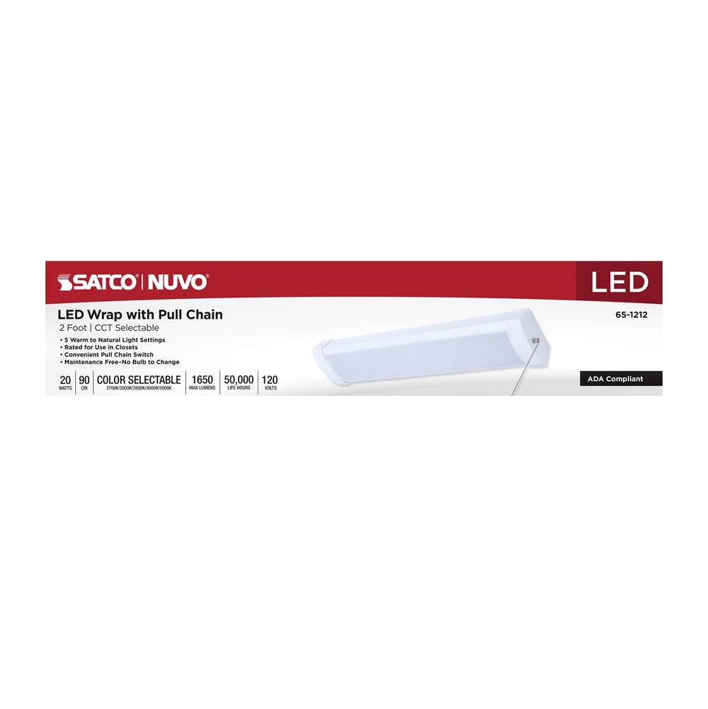 Nuvo 65-1212 White Led 2 Foot Ceiling Wrap With Pull Chain - 20 Watts - 27k/30k/35k/40k/50k Cct Selectable - White Finish - 120 Volt Image 4