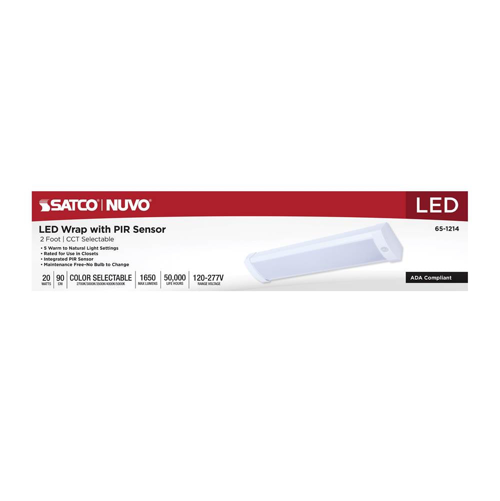 Nuvo 65-1214 White Led 2 Foot Ceiling Wrap With Pir Motion Sensor - 20 Watts - 27k/30k/35k/40k/50k Cct Selectable - White Finish - 120-277 Volt Image 4