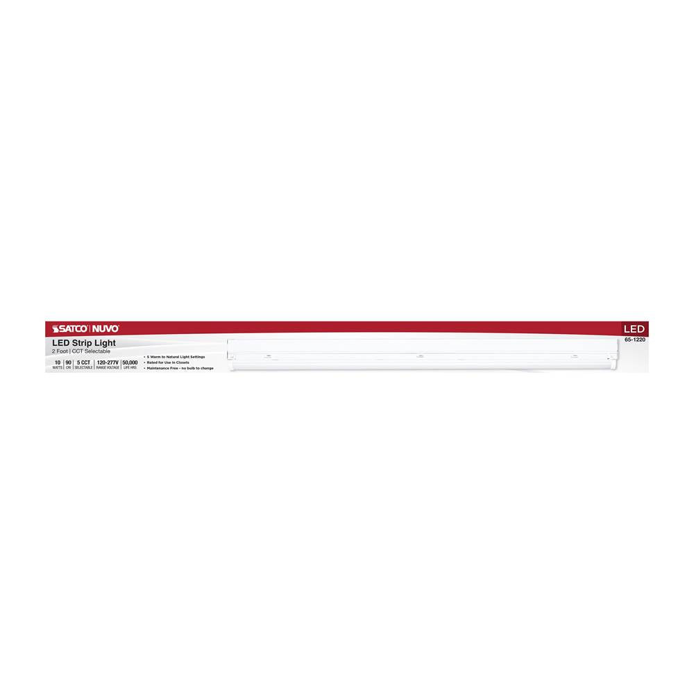 Nuvo 65-1220 White Led 2 Foot Strip Light - 10 Watts - 27k/30k/35k/40k/50k Cct Selectable - White Finish - 120-277 Volt Image 5