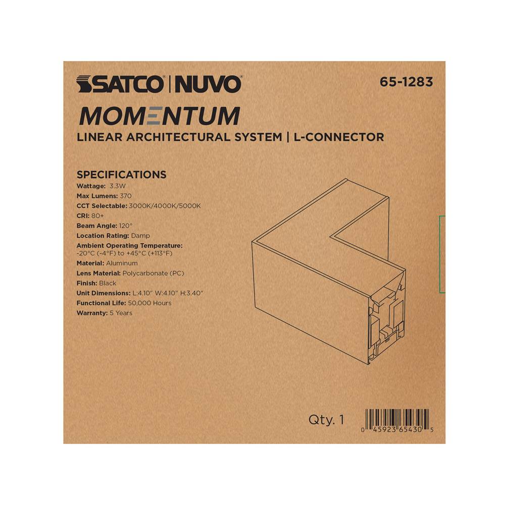 Nuvo 65-1283 Black Momentum - L-connector For Led Linear System - Black Finish Image 6