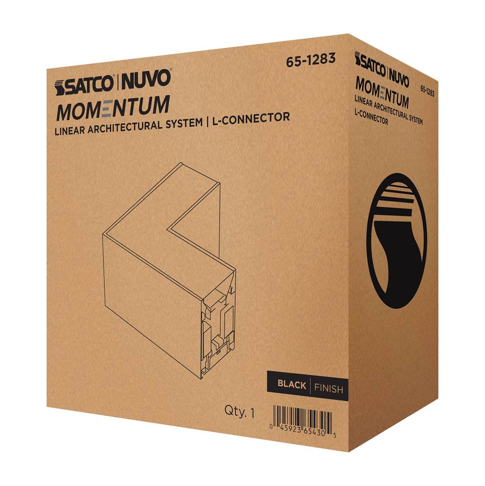 Nuvo 65-1283 Black Momentum - L-connector For Led Linear System - Black Finish Image 2