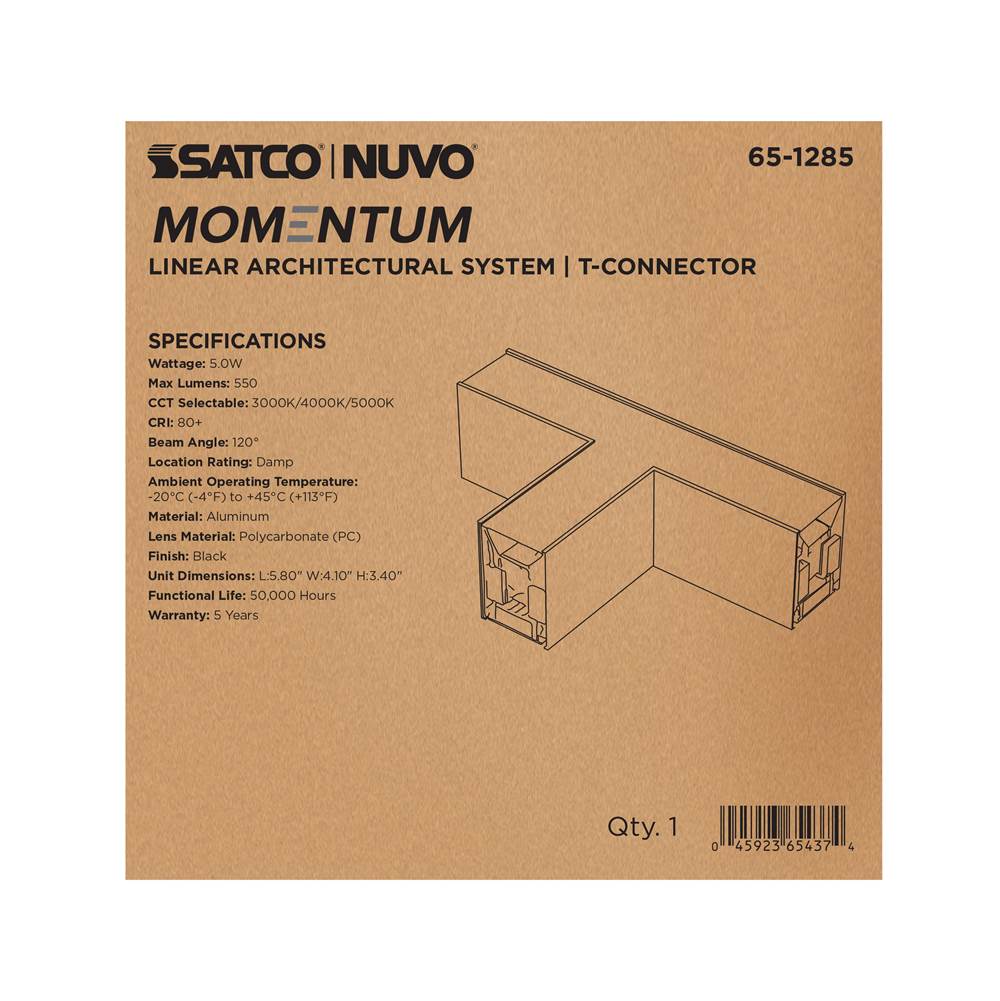 Nuvo 65-1285 Black Momentum - T-connector For Led Linear System - Black Finish Image 6