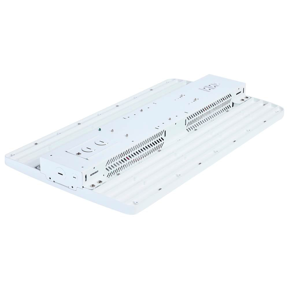 Nuvo  Led Linear High Bay - 240/220/180 Wattage Selectable - 3k/4k/5k Cct Selectable - Beam Angle Selectable - White Finish - 120-347 Volt