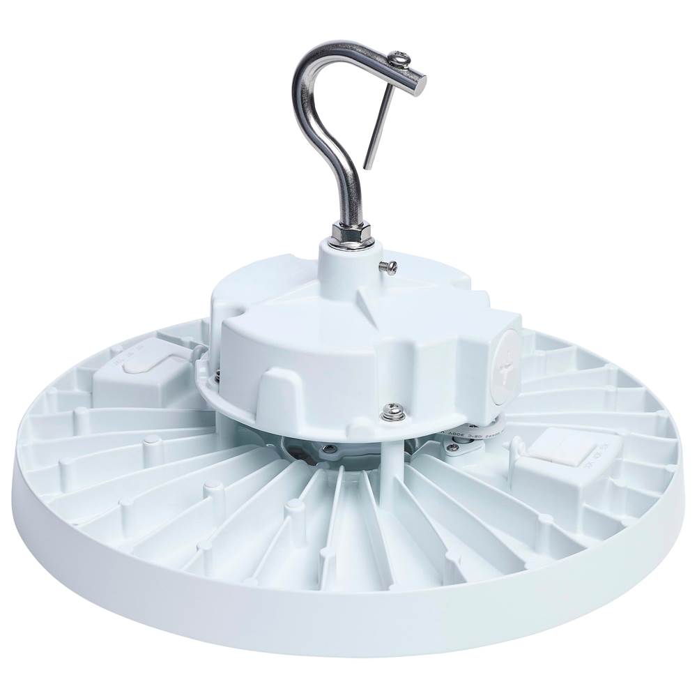 Nuvo  120/100/80 Wattage Selectable Led Ufo High Bay - 3k/4k/5k Cct Selectable - 60/80/100 Beam Angle Selectable - White Finish - 120-347 Volt
