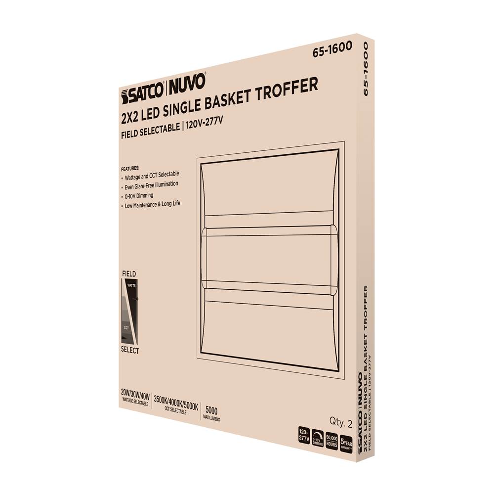 Nuvo 65-1600 White 2x2 Single Basket Troffer Image 2