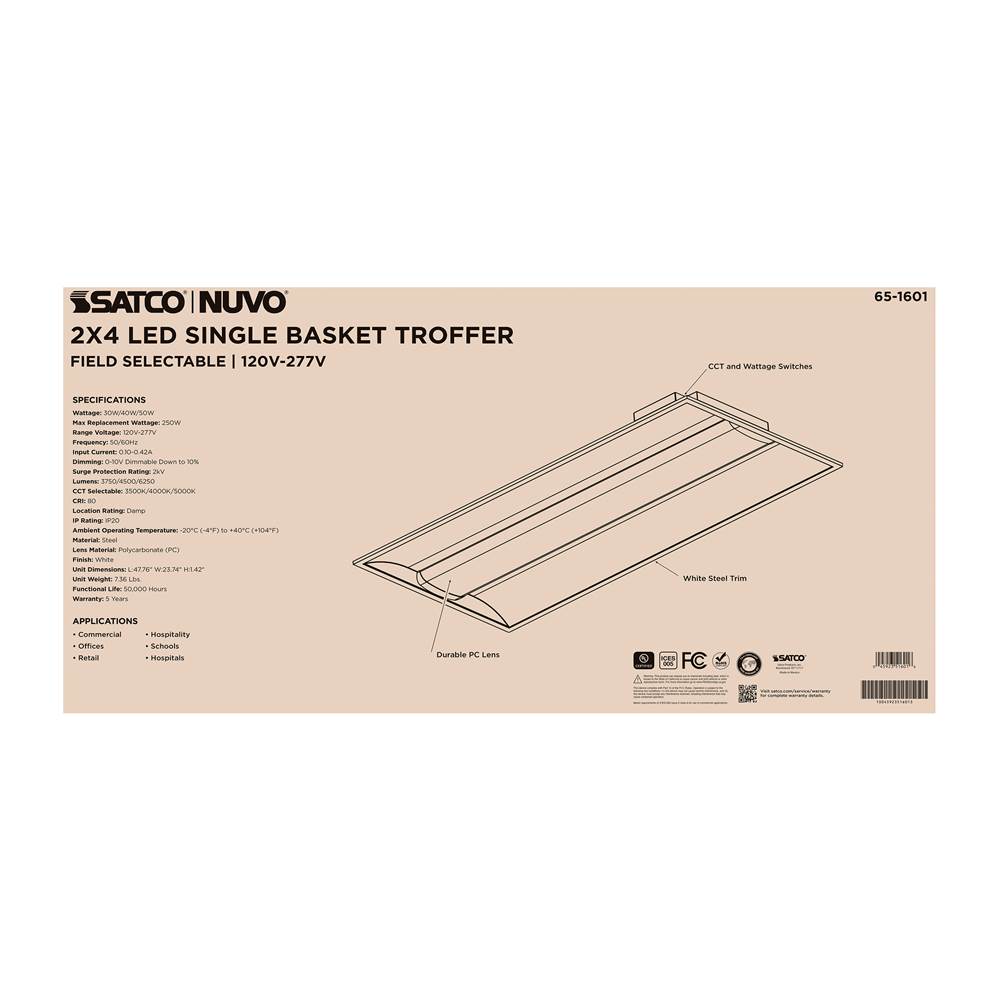 Nuvo 65-1601 White 2x4 Single Basket Troffer Image 5