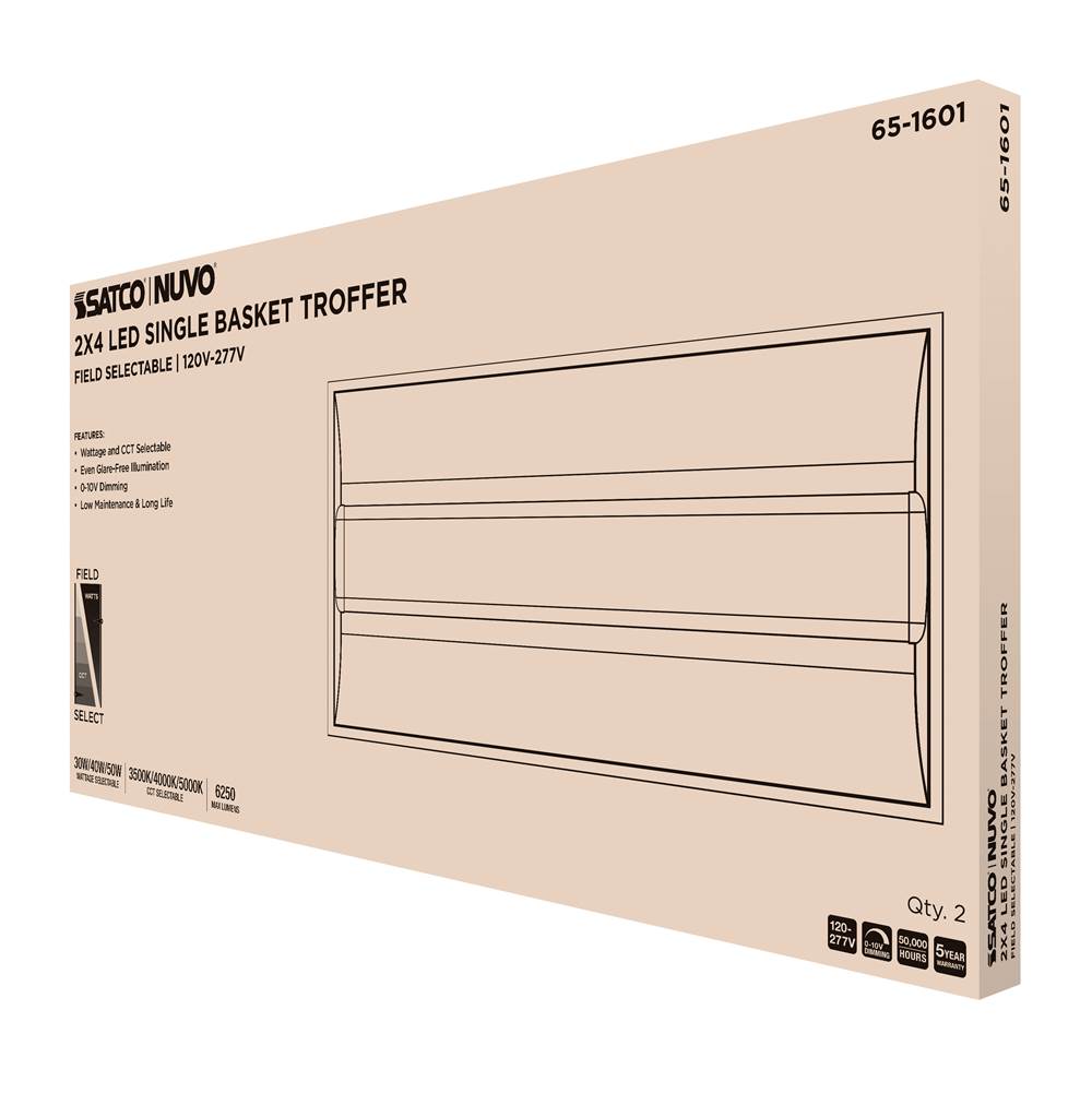 Nuvo 65-1601 White 2x4 Single Basket Troffer Image 2