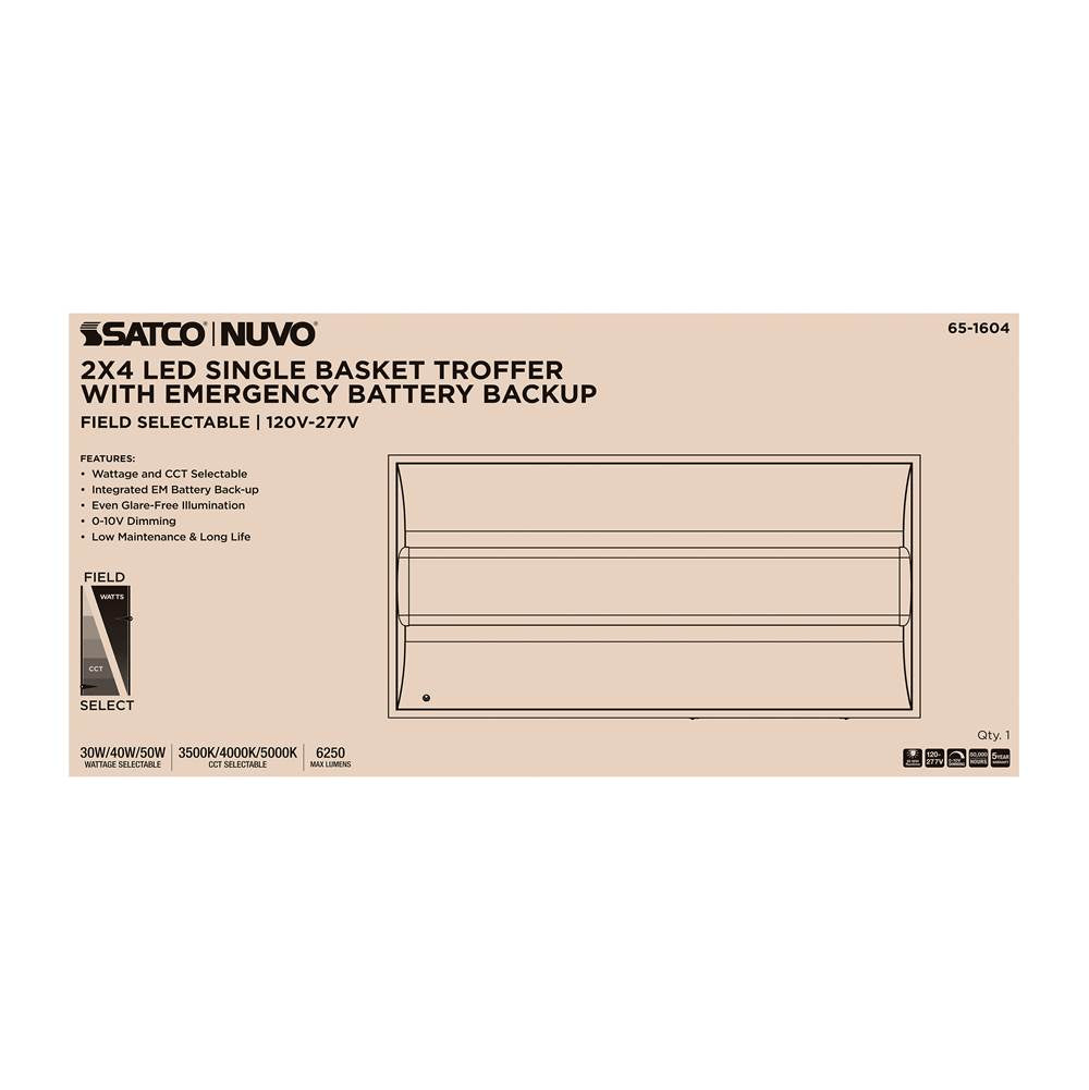 Nuvo 65-1604 White 2x4 Em Single Basket Troffer Image 4