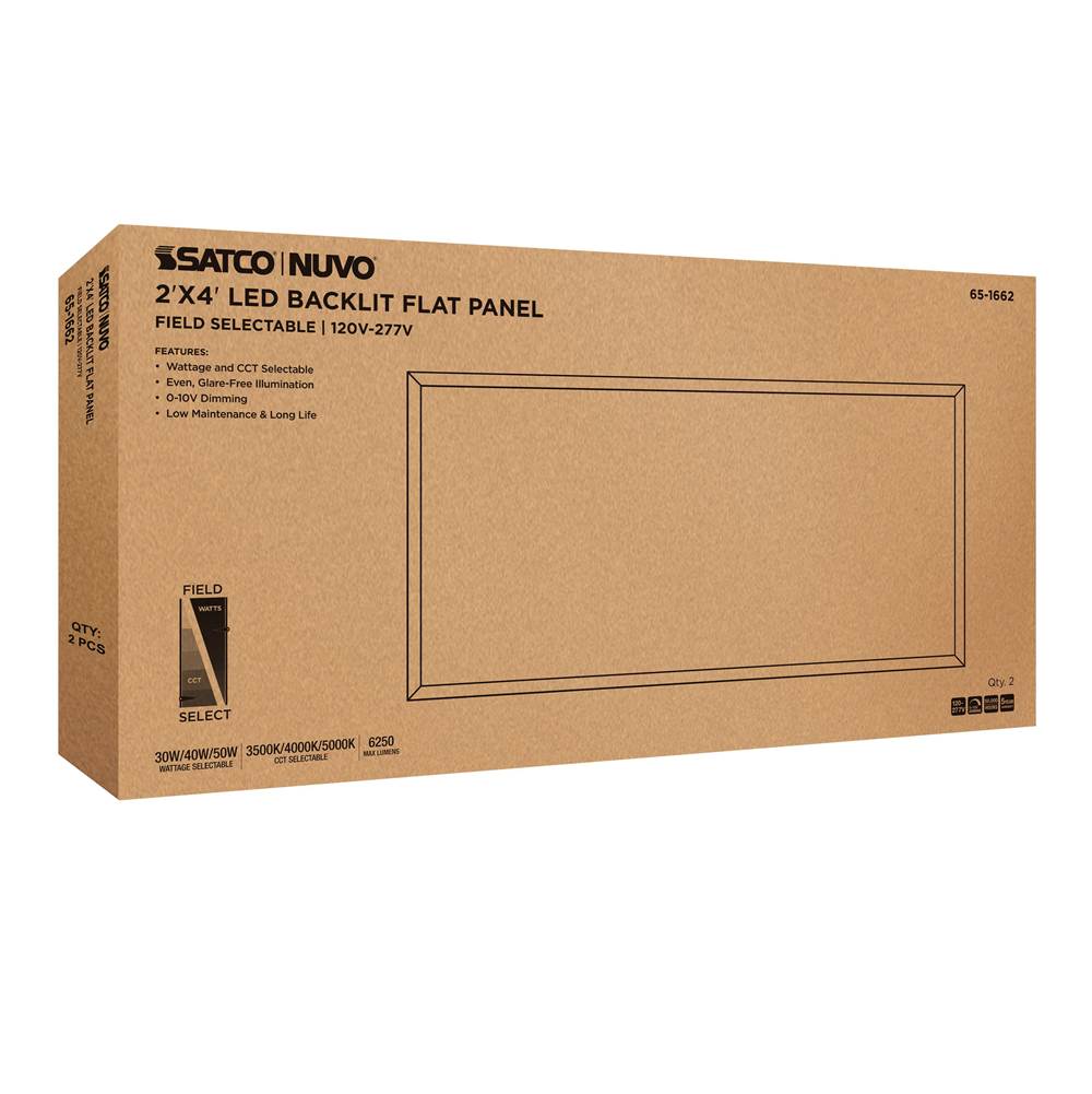 Nuvo 65-1662 White 30/40/50 Wattage Selectable Led 2ft X 4ft Backlit Panel - 35k/4k/5k Cct Selectable - 120-277 Range Voltage Image 2