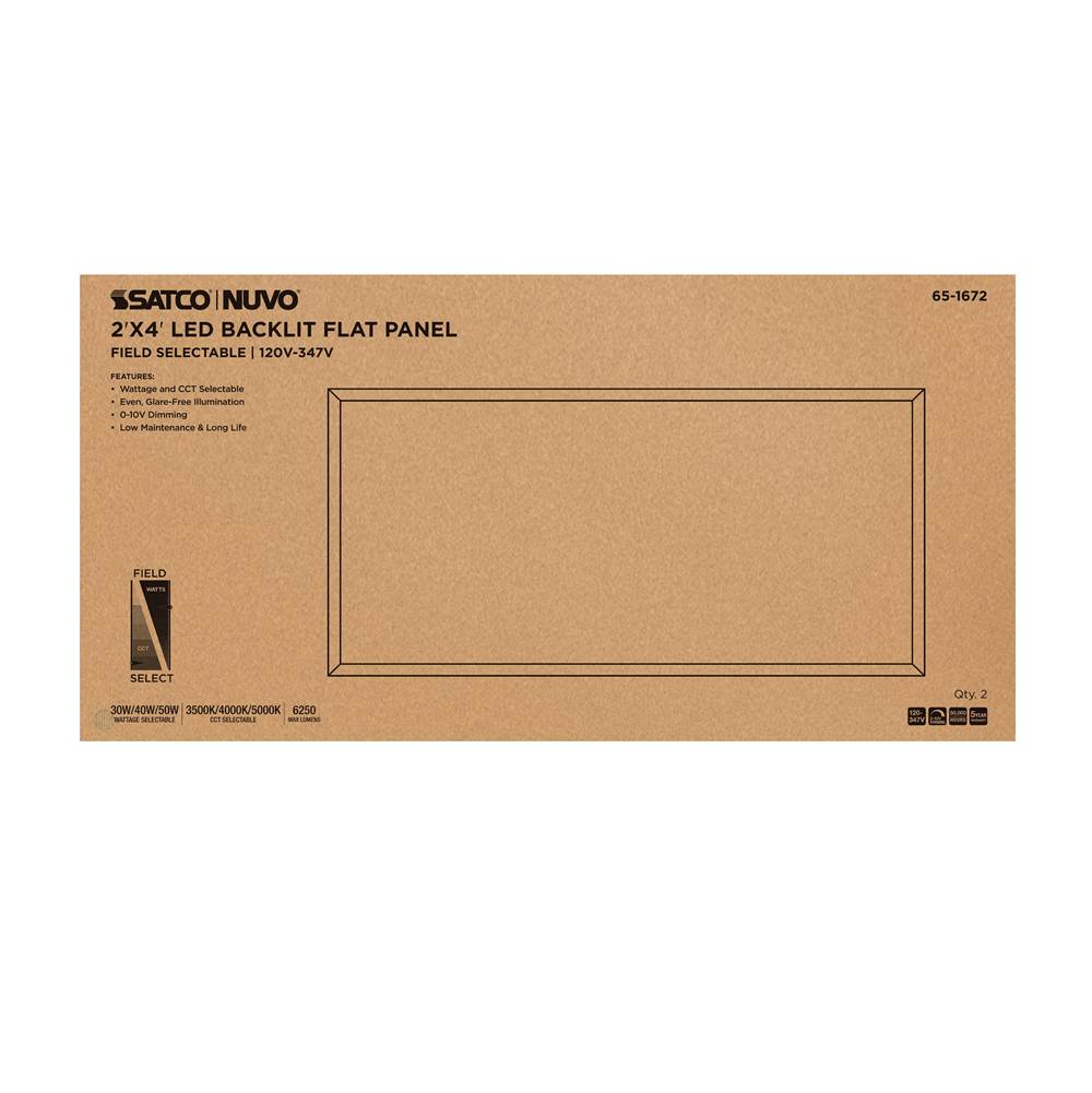 Nuvo 65-1672 White 30/40/50 Wattage Selectable Led 2ft X 4ft Backlit Panel - 35k/4k/5k Cct Selectable - 120-347 Range Voltage Image 6