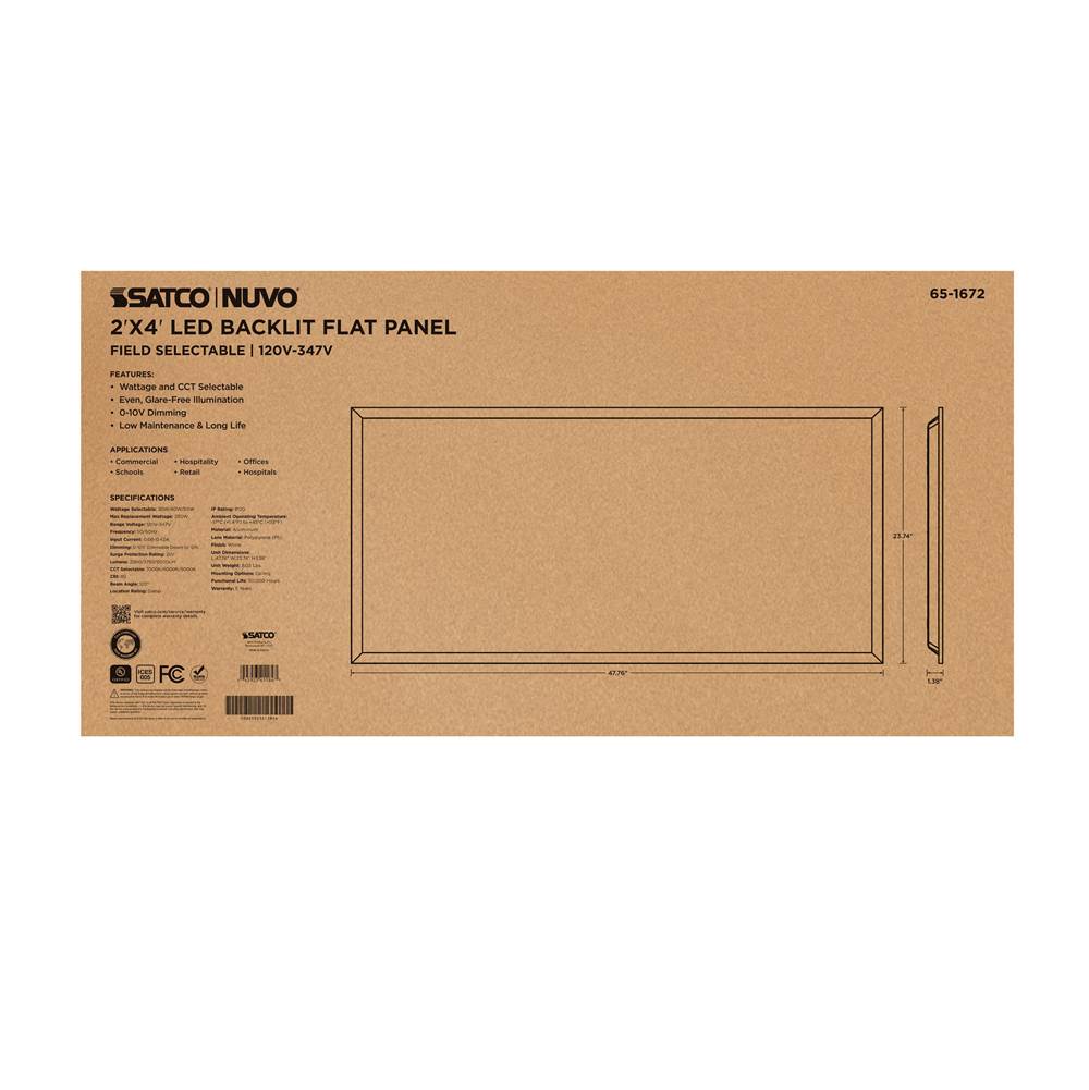 Nuvo 65-1672 White 30/40/50 Wattage Selectable Led 2ft X 4ft Backlit Panel - 35k/4k/5k Cct Selectable - 120-347 Range Voltage Image 5