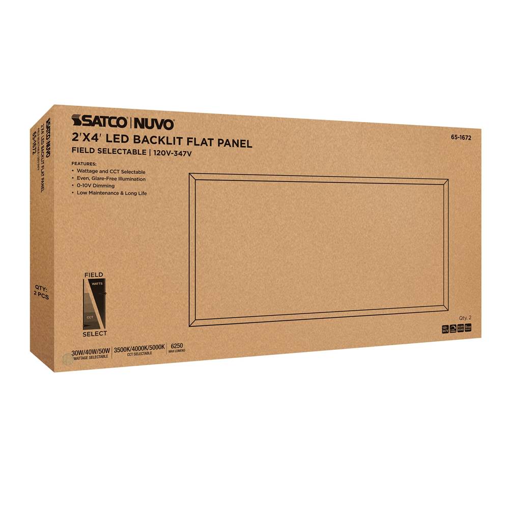 Nuvo 65-1672 White 30/40/50 Wattage Selectable Led 2ft X 4ft Backlit Panel - 35k/4k/5k Cct Selectable - 120-347 Range Voltage Image 2