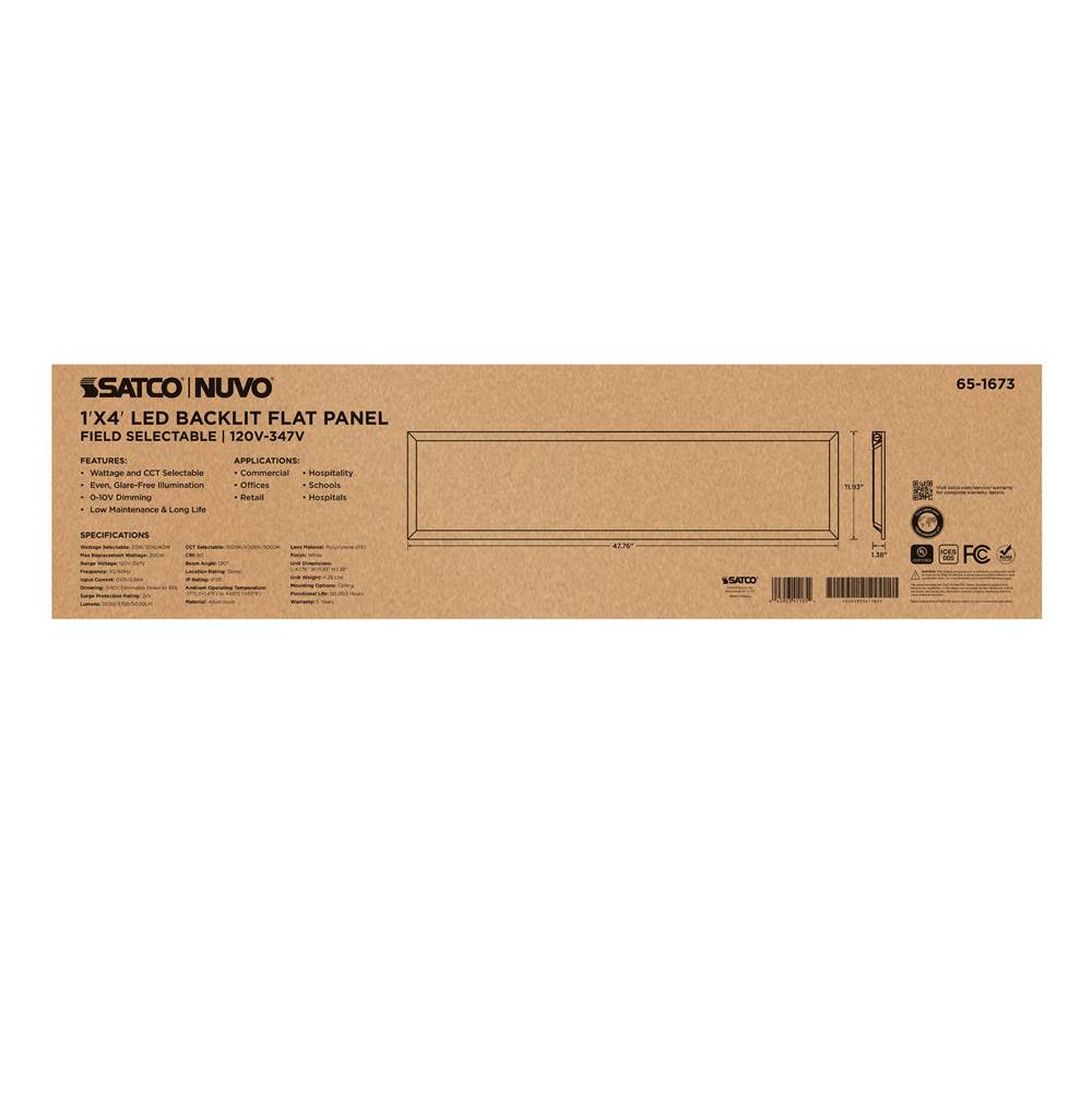 Nuvo 65-1673 White 20/30/40 Wattage Selectable Led 1ft X 4ft Backlit Panel - 35k/4k/5k Cct Selectable - 120-347 Range Voltage Image 5