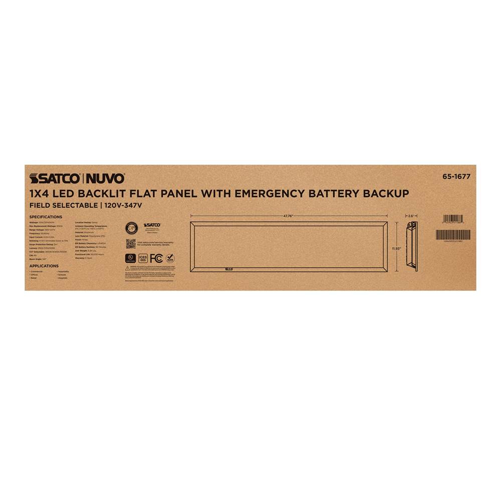 Nuvo 65-1677 White 20/30/40 Wattage Selectable Led 1ft X 4ft Backlit Panel - 35k/4k/5k Cct Selectable - Emergency Battery - 120-347 Range Voltage Image 4