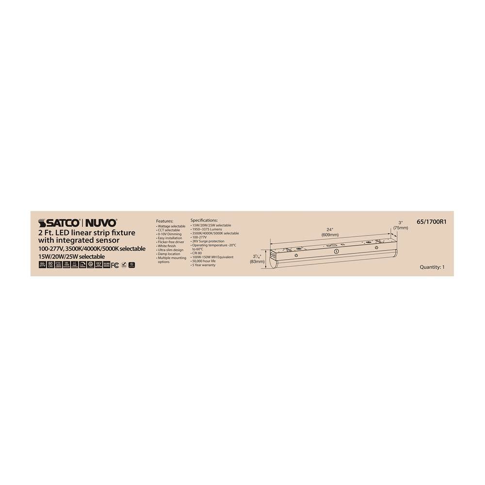 Nuvo 65-1700R1 White 2' Linear Strip W/sensor Image 5