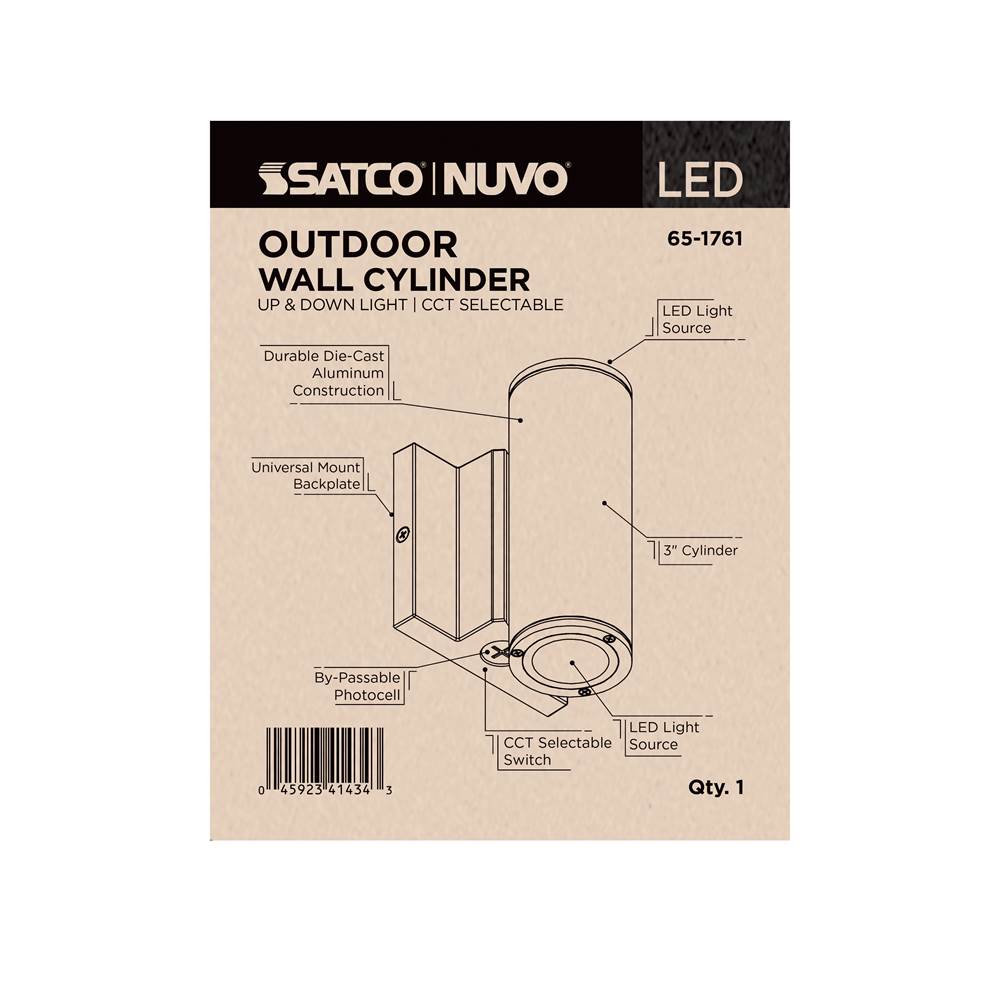 Nuvo 65-1761 Dark Bronze 10 Watt - 3k/4k/5k Cct Selectable - 2 Light Small Wall Sconce - Up And Down Installation - Dark Bronze Finish - 120-277 Volt Image 2