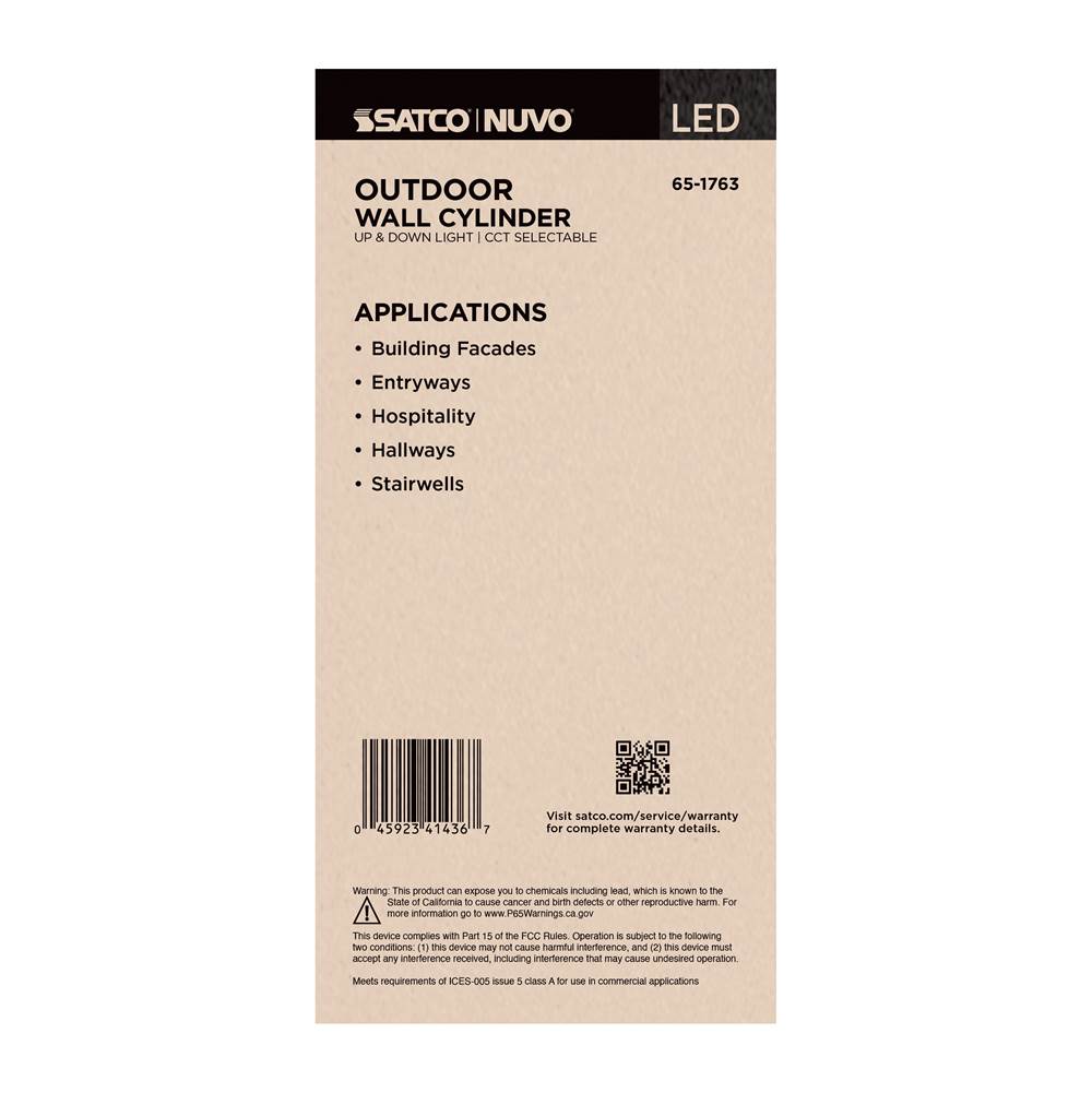 Nuvo 65-1763 Black 20 Watt - 3k/4k/5k Cct Selectable - 2 Light Medium Wall Sconce - Up And Down Installation - Black Finish - 120-277 Volt Image 2