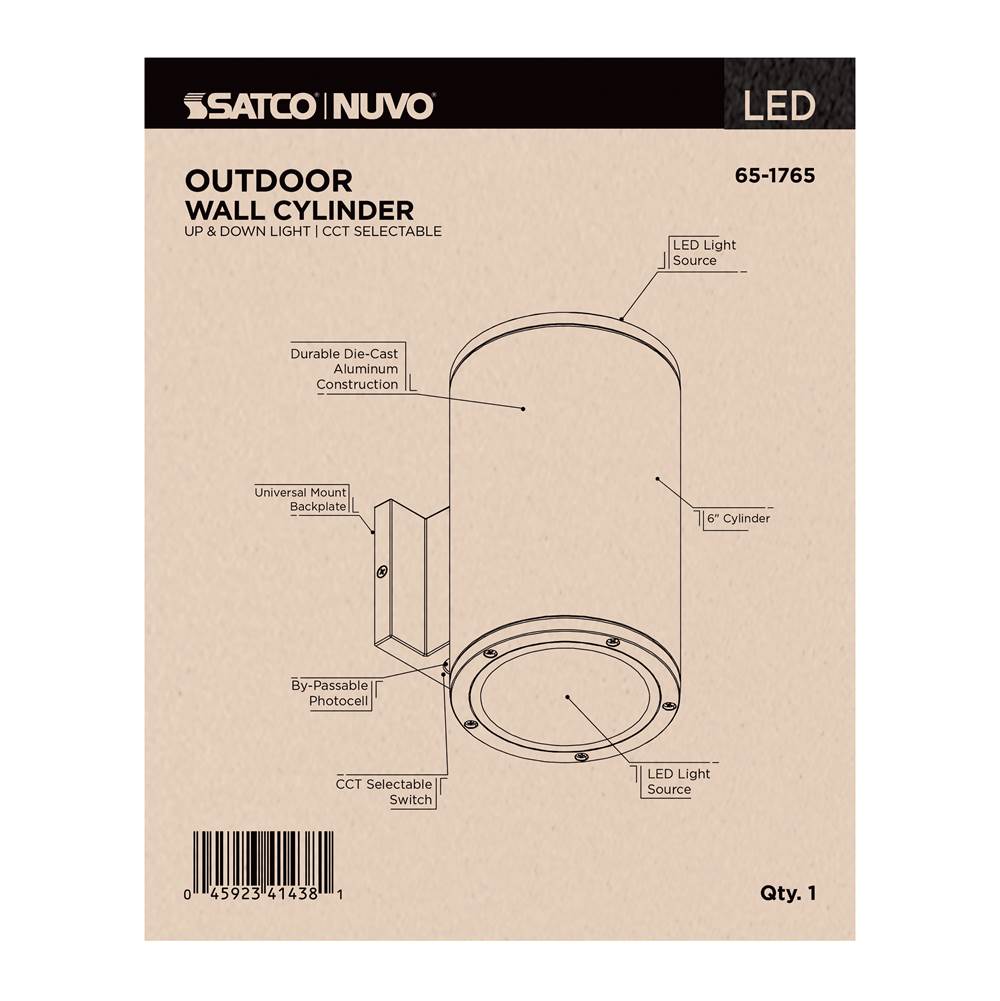 Nuvo 65-1765 White 36 Watt - 3k/4k/5k Cct Selectable - 2 Light Large Wall Sconce - Up And Down Installation - White Finish - 120-277 Volt Image 2