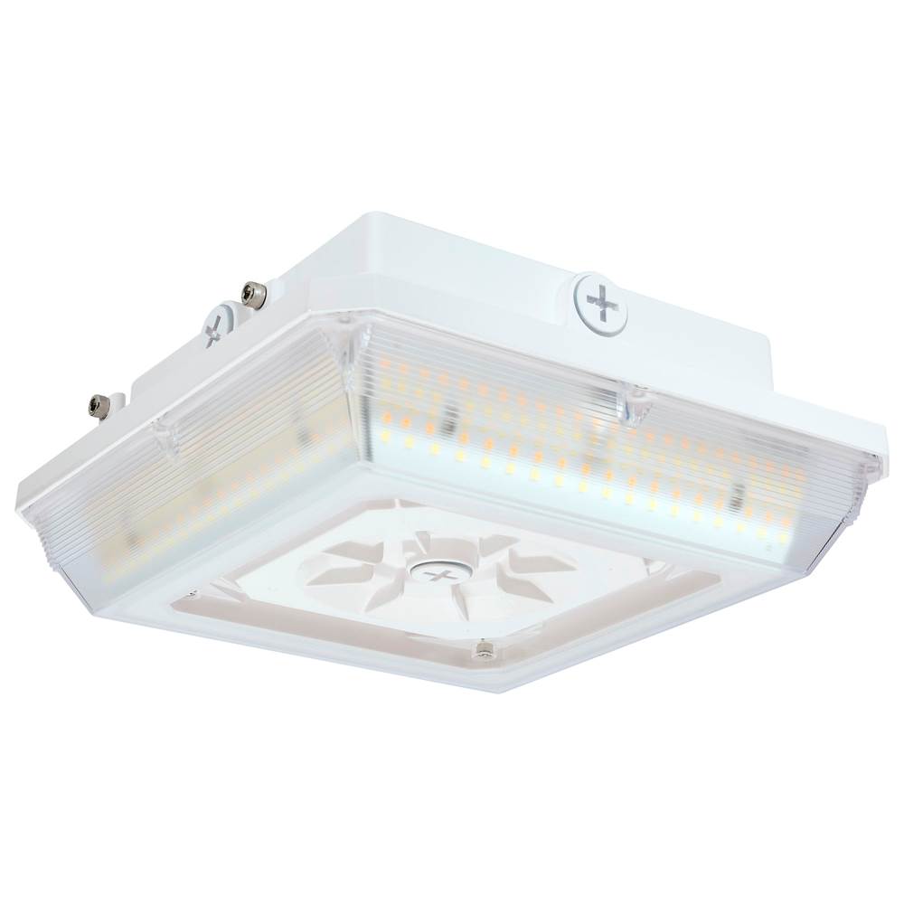 Nuvo  Square Led; Wide Beam Angle Canopy Light; 3k/4k/5k Cct Selectable; 60w/75w/90w Wattage Selectable; White Finish