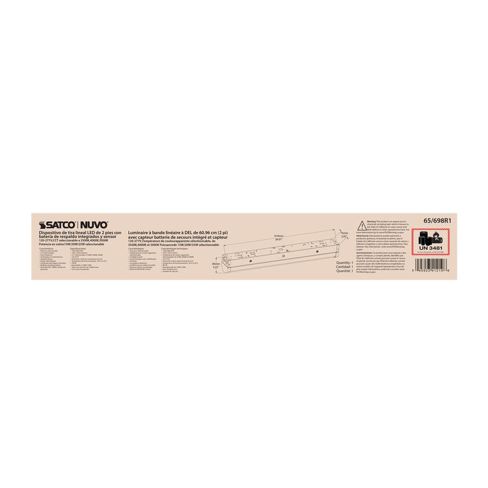 Nuvo 65-698R1 White Led 2 Ft. - Linear Strip Light - 15/20/25 Watt - 35k/40k/50k Cct Selectable - White Finish - 120-277v - Integrated Em And Sensor Image 7