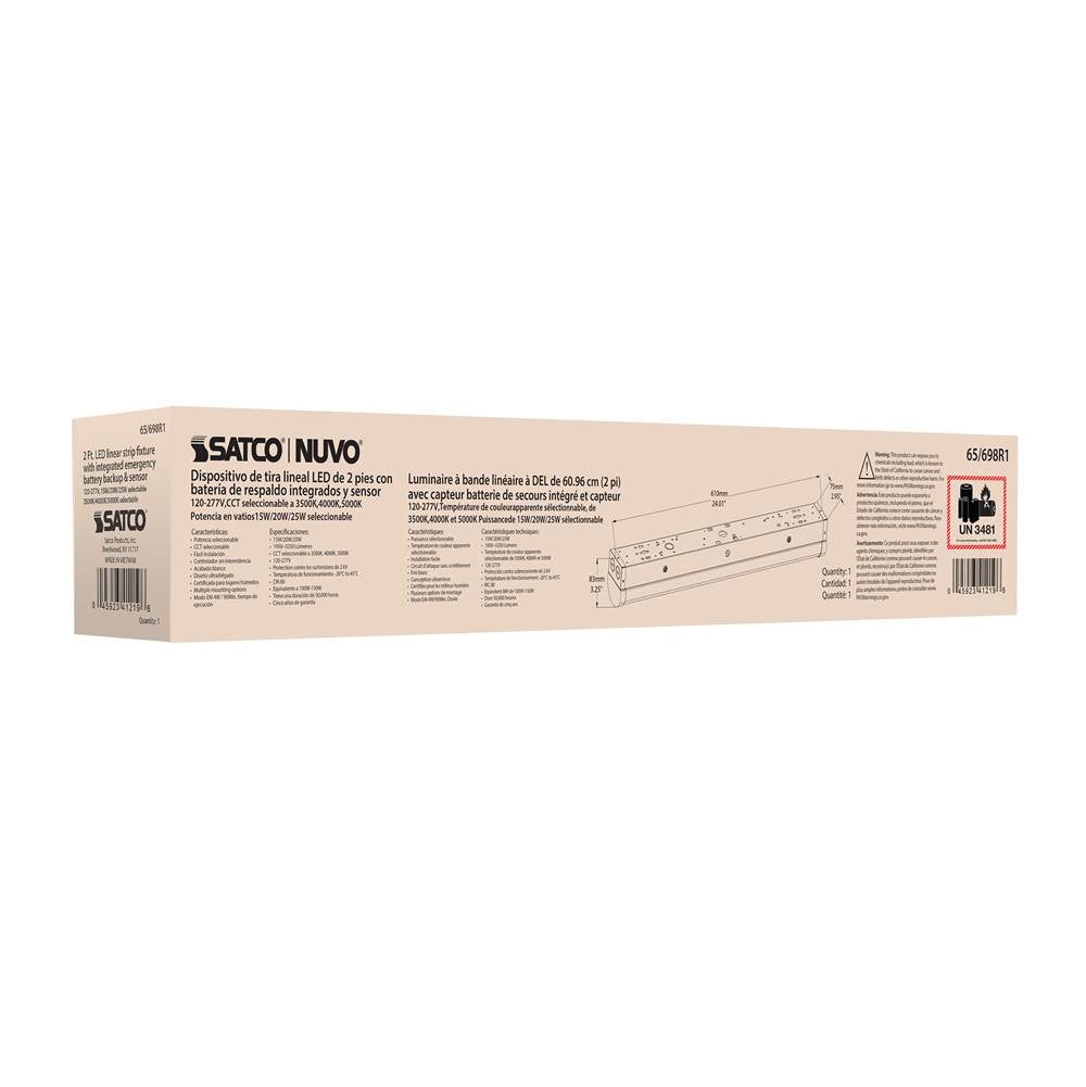 Nuvo 65-698R1 White Led 2 Ft. - Linear Strip Light - 15/20/25 Watt - 35k/40k/50k Cct Selectable - White Finish - 120-277v - Integrated Em And Sensor Image 2