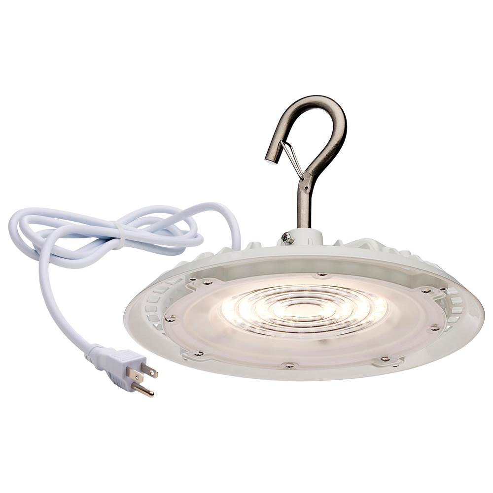 Nuvo  60 Watt; Hi-pro Shop Light With Plug; 8'' Dia.; 3000k; White Finish; 120 Volt