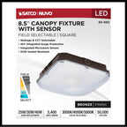 Nuvo 65-982 Bronze 8.5 Inch Led Field Selectable Canopy Fixture With Sensor - 25/30/40 Watts - 3k/4k/5k Cct - 120-277 Range Voltage Image 3