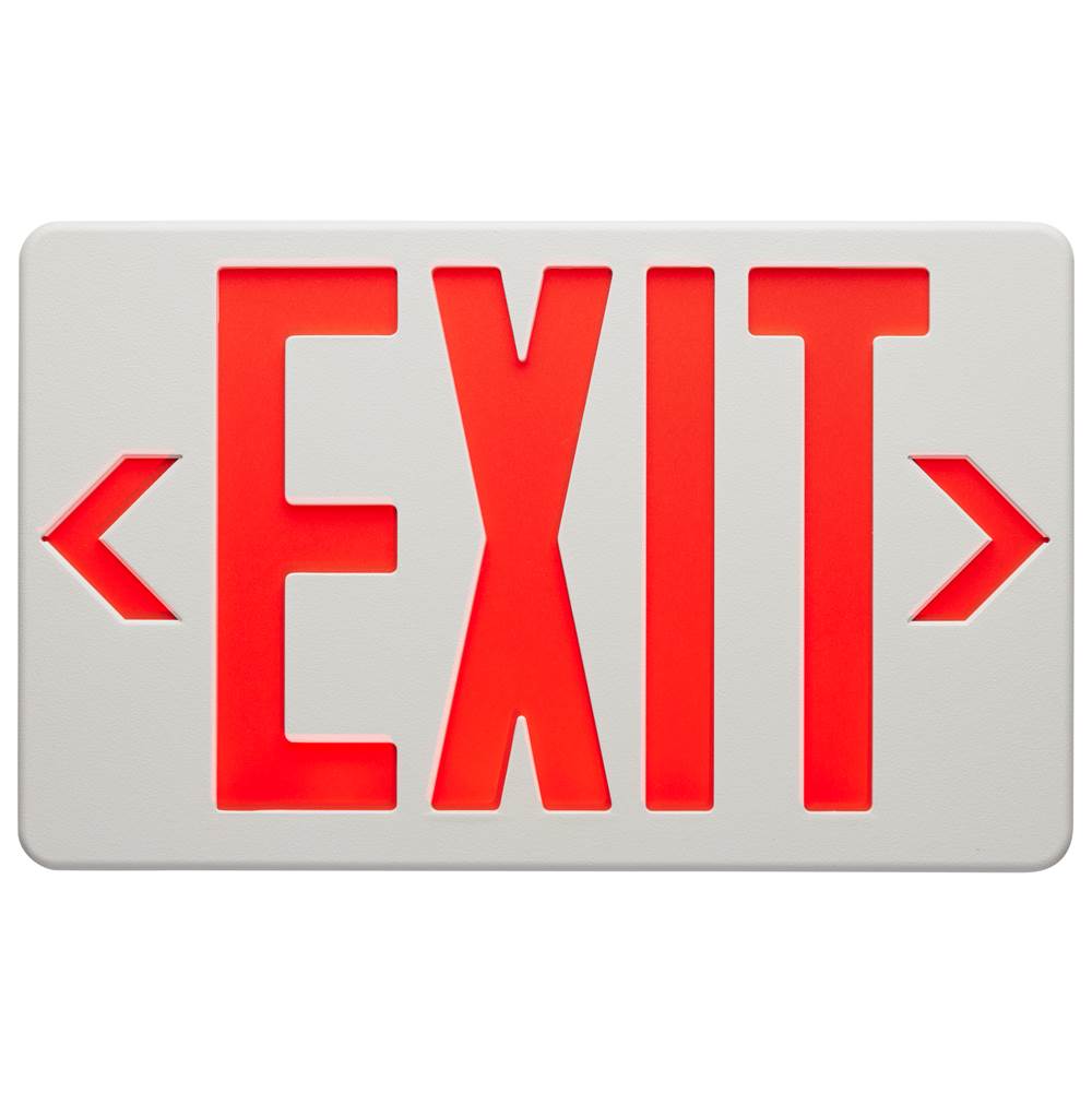 Nuvo 67-101 White Red Led Exit Sign, 90min Ni-cad Backup, 120/277v, Single/dual Face, Universal Mounting - White Finish Image 1