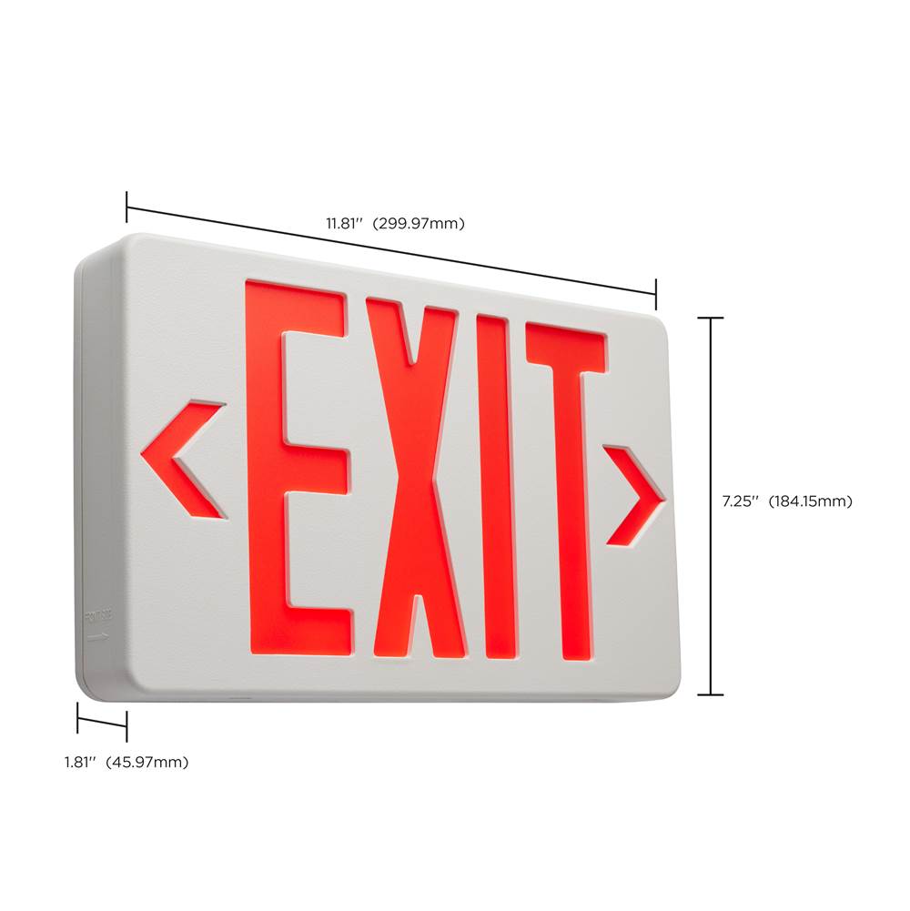 Nuvo 67-101 White Red Led Exit Sign, 90min Ni-cad Backup, 120/277v, Single/dual Face, Universal Mounting - White Finish Image 3