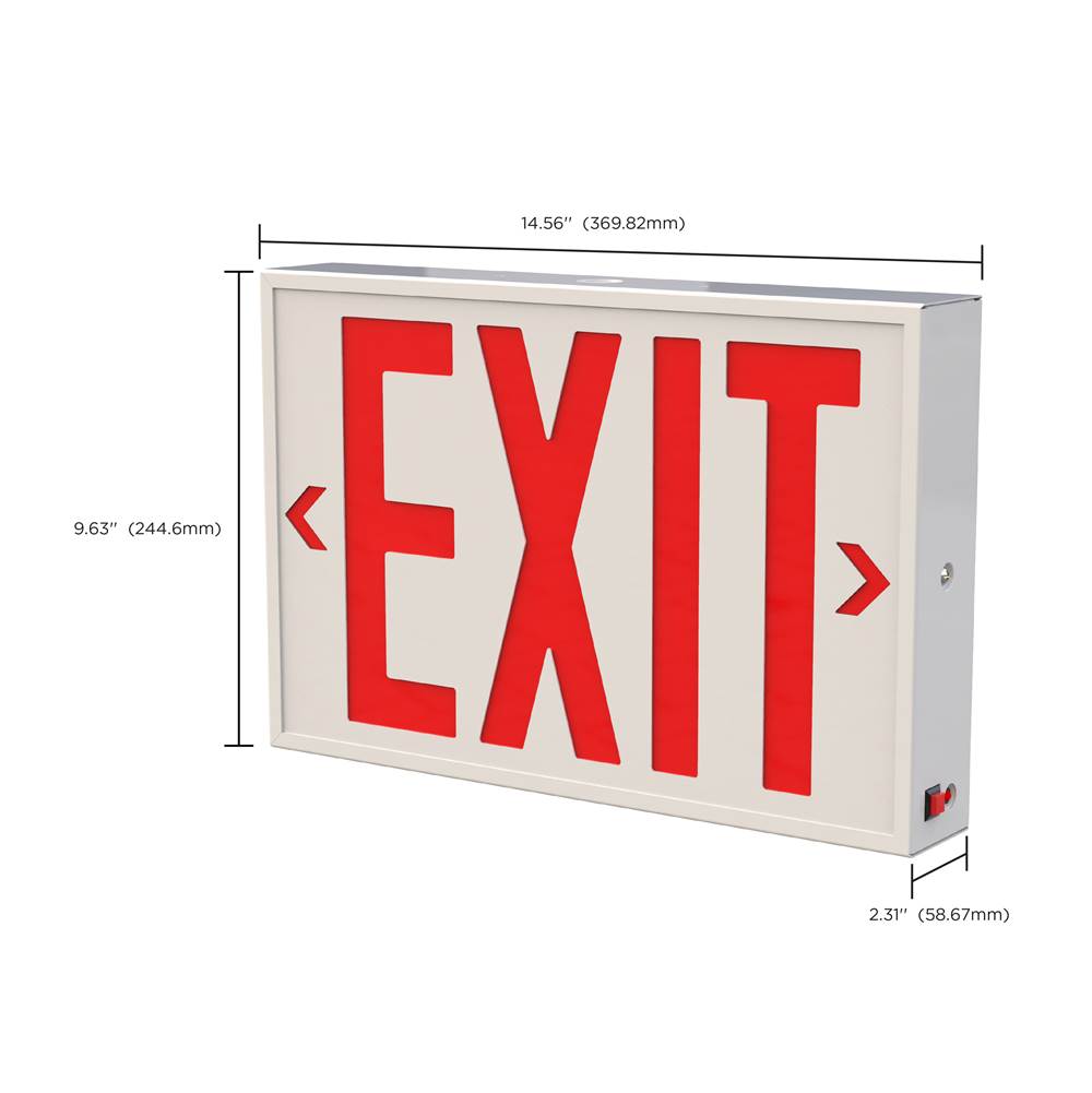 Nuvo 67-102 White Red Led Exit Sign, 90min Ni-cad Backup, 120v/277v, Single/dual Face, Universal Mounting, Steel/nyc - White Finish Image 2