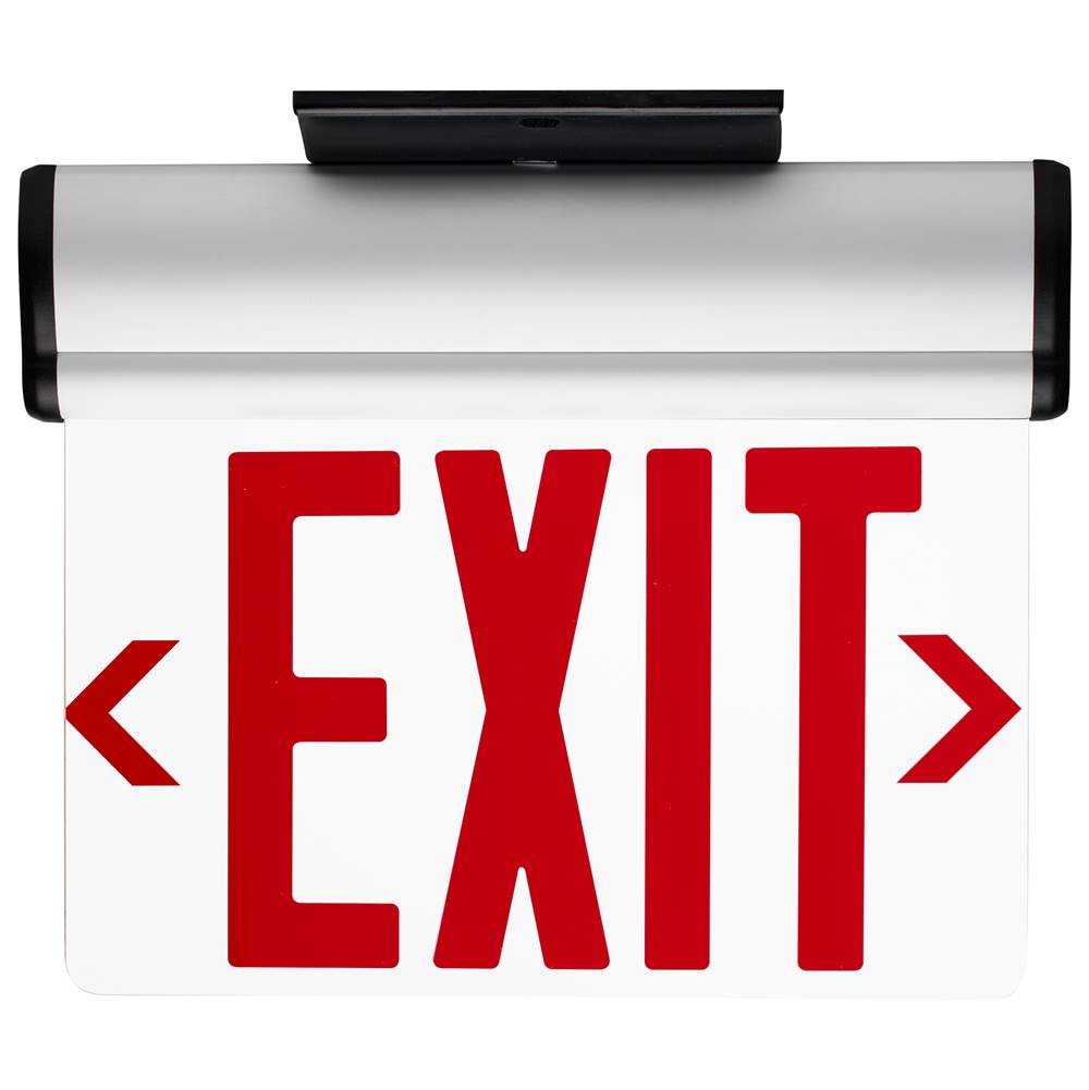 Nuvo 67-113 Clear Red (clear) Edge Lit Led Exit Sign, 90min Ni-cad Backup, 120/277v, Single Face, Top/back/end Mount - Clear Finish Image 1