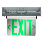 Nuvo 67-115 Silver Green (mirror) Edge Lit Led Exit Sign - 2.94 Watts - Dual Face - 120v/277 Volt - Silver Finish Image 1