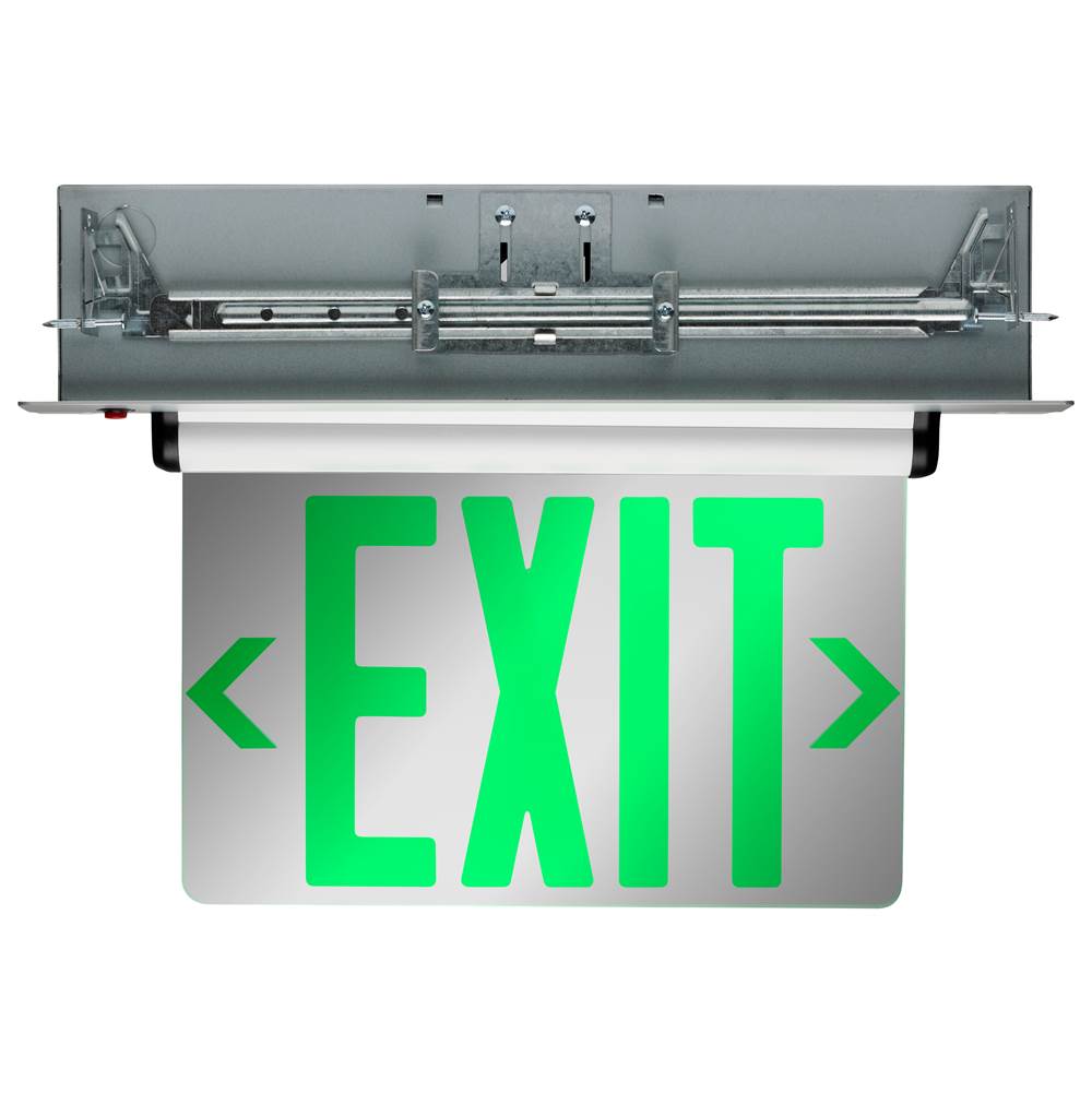 Nuvo 67-115 Silver Green (mirror) Edge Lit Led Exit Sign - 2.94 Watts - Dual Face - 120v/277 Volt - Silver Finish Image 1