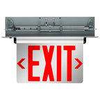 Nuvo 67-117 Silver Red (mirror) Edge Lit Led Exit Sign - 3.14 Watt - Dual Face - 120/277 Volts - Silver Finish Image 1