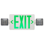 Nuvo 67-120 White Combination Green Exit Sign/emergency Light, 90min Ni-cad Backup, 120/277v, Dual Head, Single/dual Face, Universal Mounting - White Finish Image 1