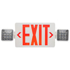Nuvo 67-121 White Combination Red Exit Sign/emergency Light, 90min Ni-cad Backup, 120/277v, Dual Head, Single/dual Face, Universal Mounting - White Finish Image 1