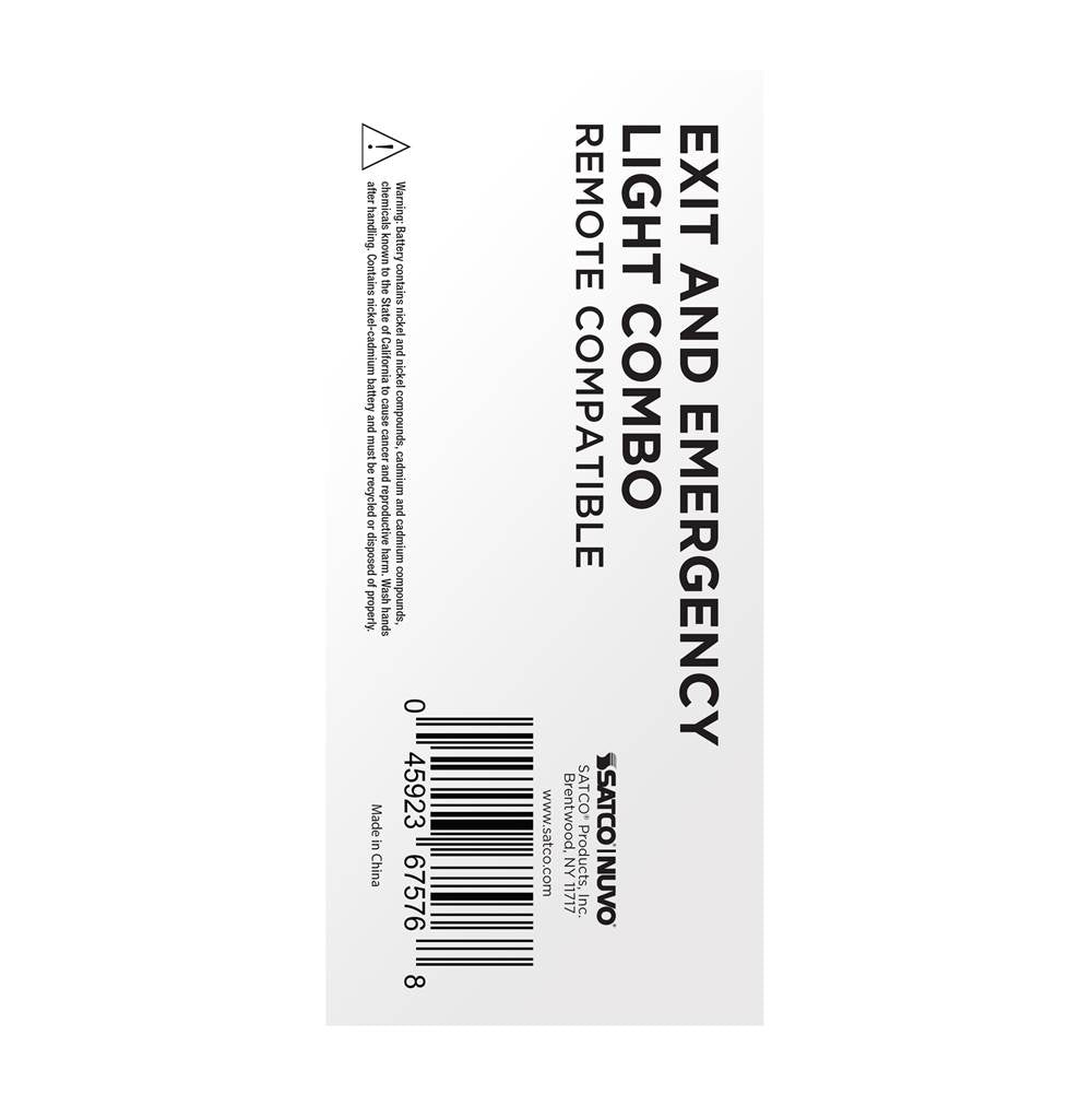 Nuvo 67-122 White Combination Red Exit Sign/emergency Light, 90min Ni-cad Backup, 120/277v, Dual Head, Single/dual Face, Universal Mounting, Remote Compatible - White Finish Image 3