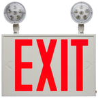 Nuvo 67-123 White Combination Red Exit Sign/emergency Light, 90min Ni-cad Backup, 120-277v, Dual Head, Single/dual Face, Universal Mounting, Steel/nyc - White Finish Image 1