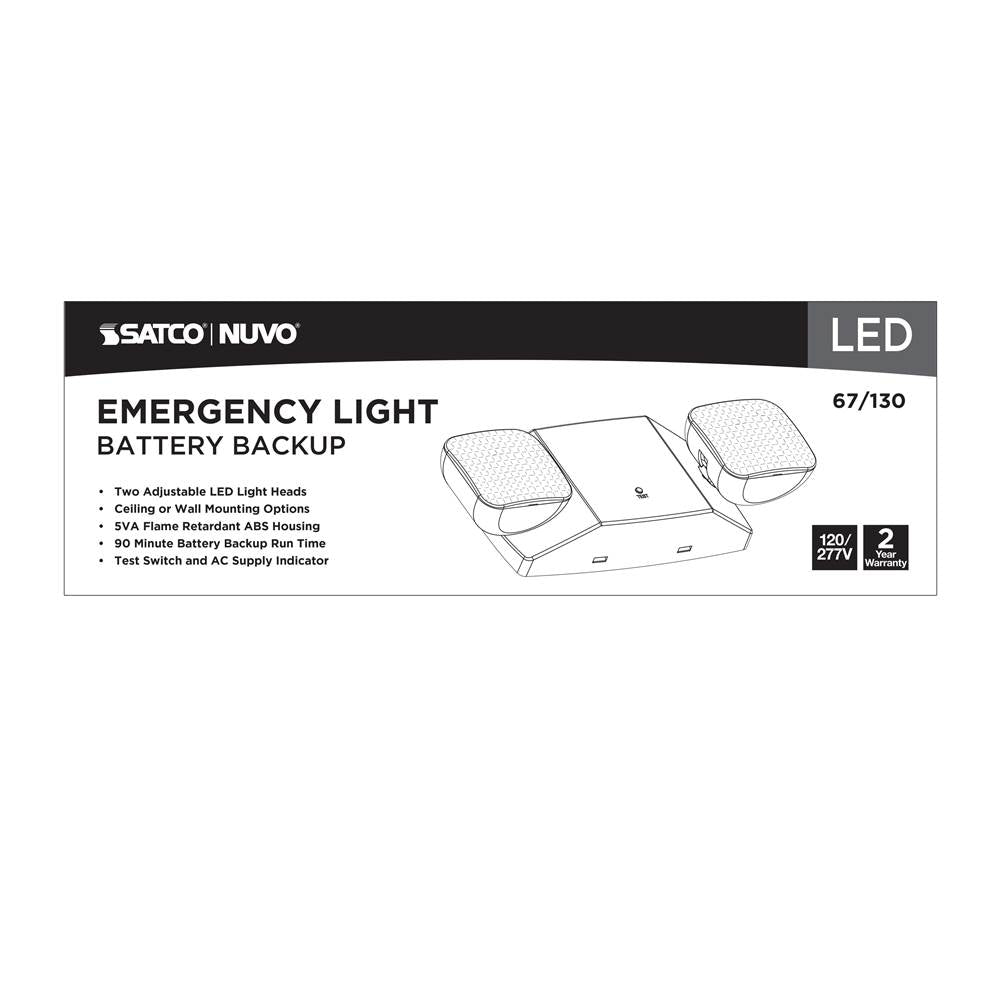 Nuvo 67-130 White Emergency Light, 90min Ni-cad Backup, 120/277v, Dual Head, Universal Mounting - White Finish Image 5