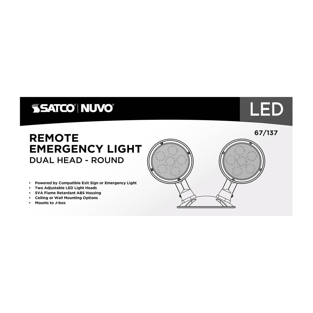 Nuvo 67-137 White Remote Emergency Light - Low-voltage Backup - Double Head, White Finish, Wet Location Rated Image 6