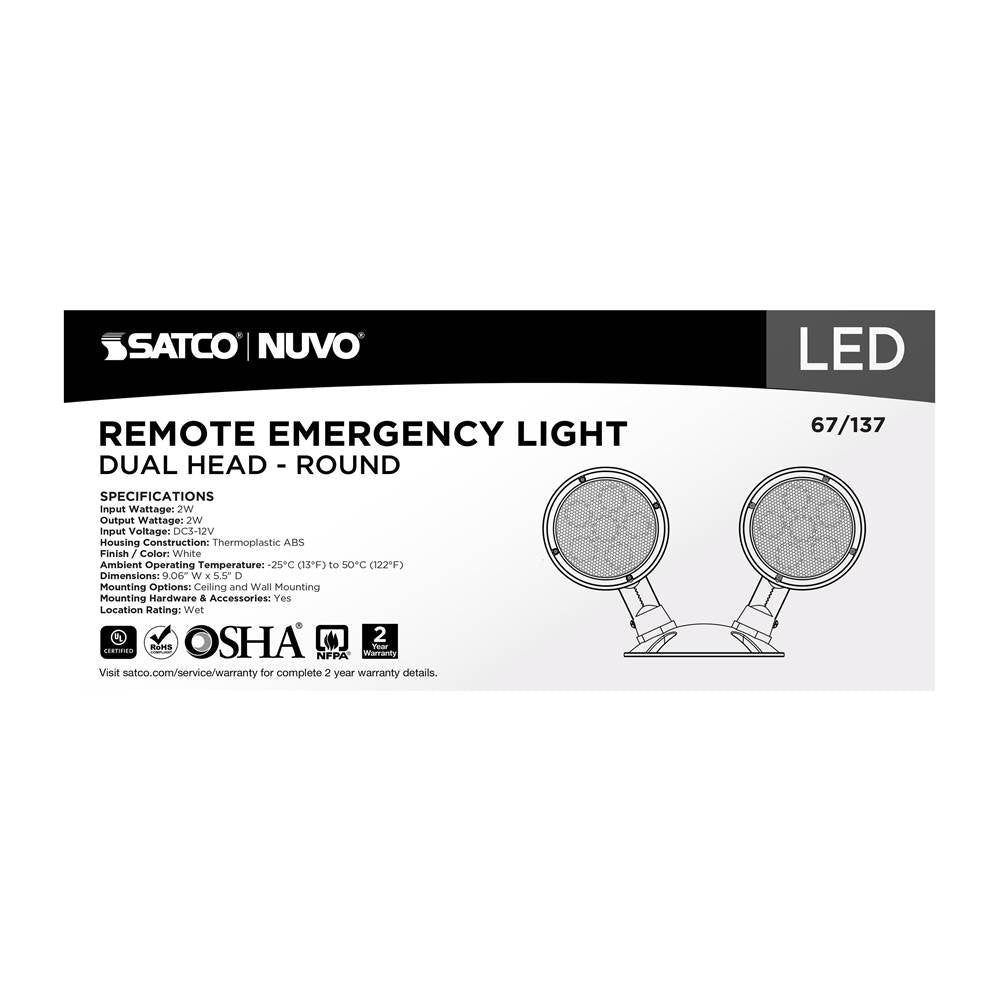 Nuvo 67-137 White Remote Emergency Light - Low-voltage Backup - Double Head, White Finish, Wet Location Rated Image 5