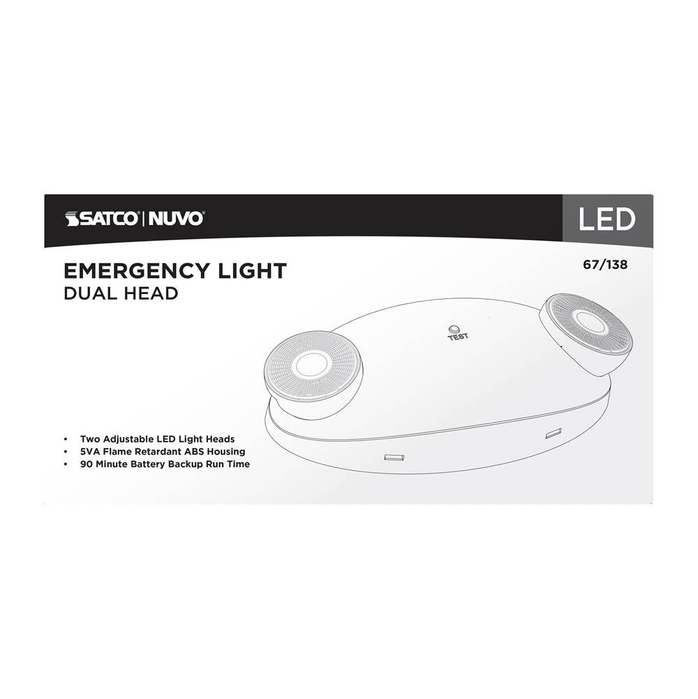 Nuvo 67-138 White Emergency Light - Dual Head - 120/277 Volts - White Finish Image 6