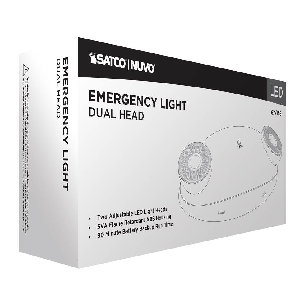 Nuvo 67-138 White Emergency Light - Dual Head - 120/277 Volts - White Finish Image 3