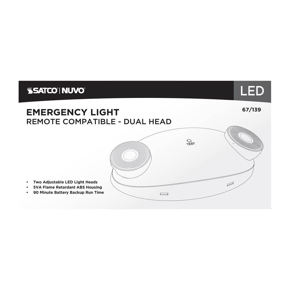 Nuvo 67-139 White Emergency Light - Dual Head - 120/277 Volts - White Finish - Remote Compatible Image 6