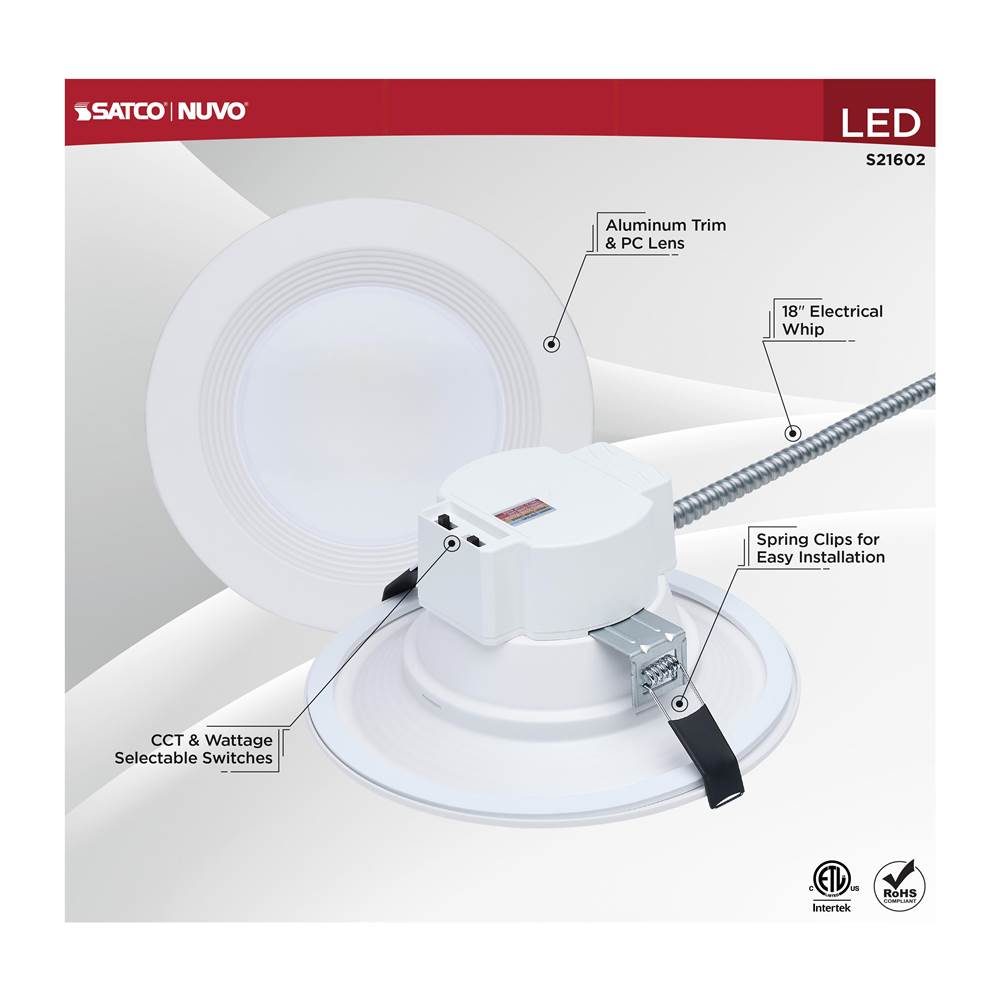Nuvo S21602 White 25.5w Field Selectable Led 8-inch Commercial Downlight - Dual Dimming - Round - 120-347 Volt Image 6