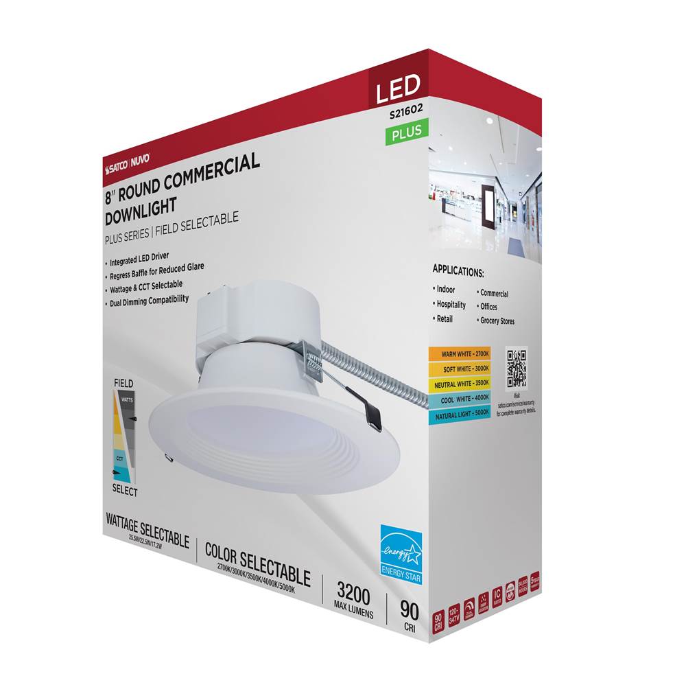 Nuvo S21602 White 25.5w Field Selectable Led 8-inch Commercial Downlight - Dual Dimming - Round - 120-347 Volt Image 3