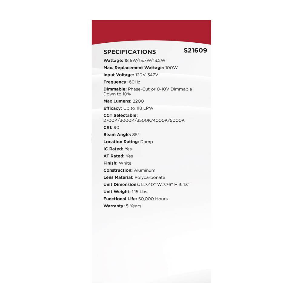 Nuvo S21609 White 18.5w Field Selectable Led 6-inch Commercial Downlight - Dual Dimming - Square - 120-347 Volt Image 4