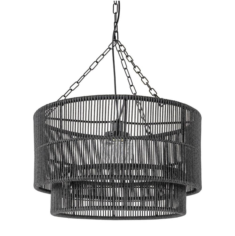 Palecek 2016-79 Black Tanner Outdoor Pendant Drum Black Image 1