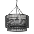 Palecek 2016-79 Black Tanner Outdoor Pendant Drum Black Image 1