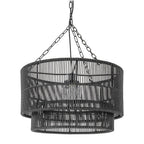 Palecek 2016-79 Black Tanner Outdoor Pendant Drum Black Image 1